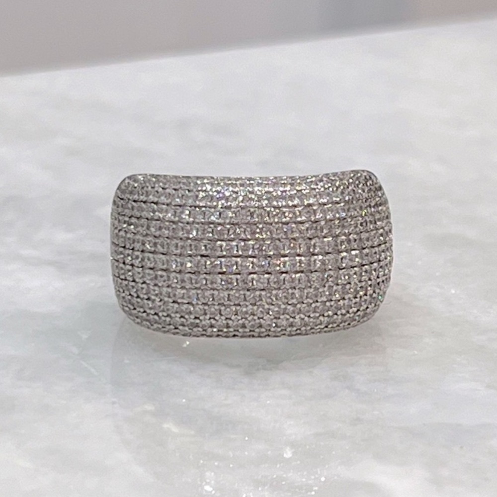 Diamond (sim) Sterling Silver Statement Ring Sz 8 - Picture 9 of 14